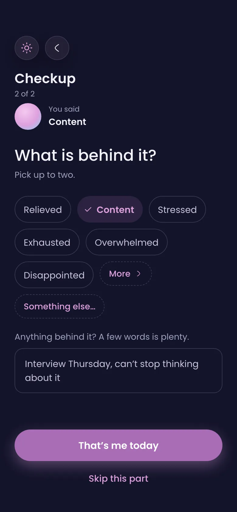 What is behind it? Two words picked, and a line: Interview Thursday, can't stop thinking about it.
