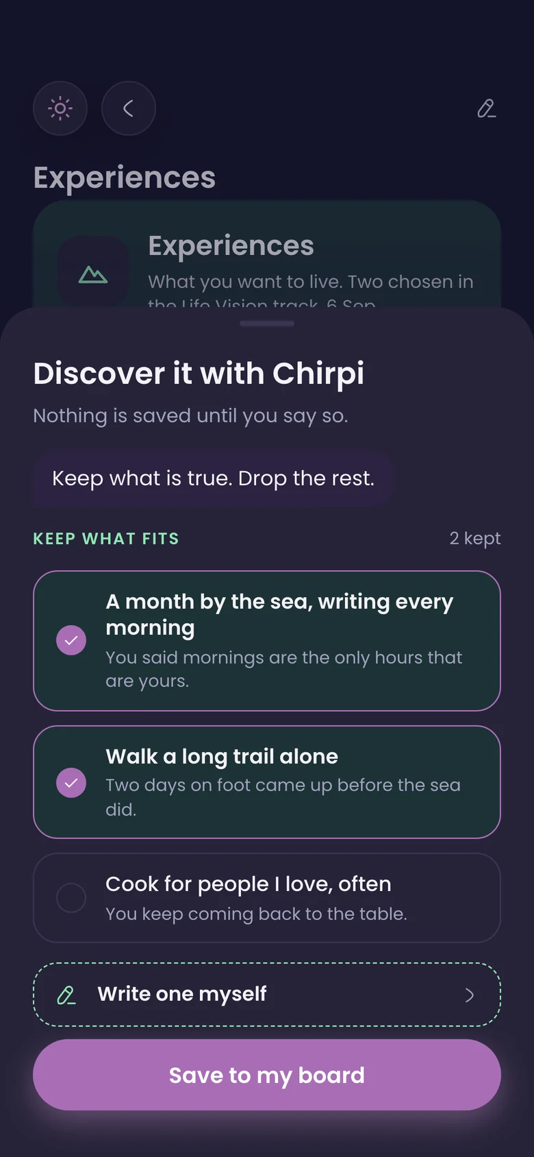 Discover it with Chirpi: keep what fits.