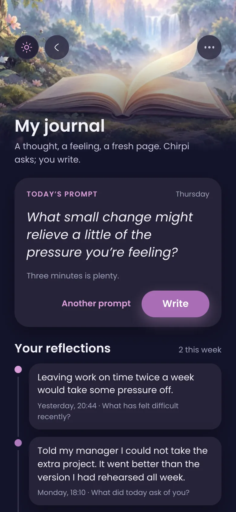 My journal: today's question and your reflections.