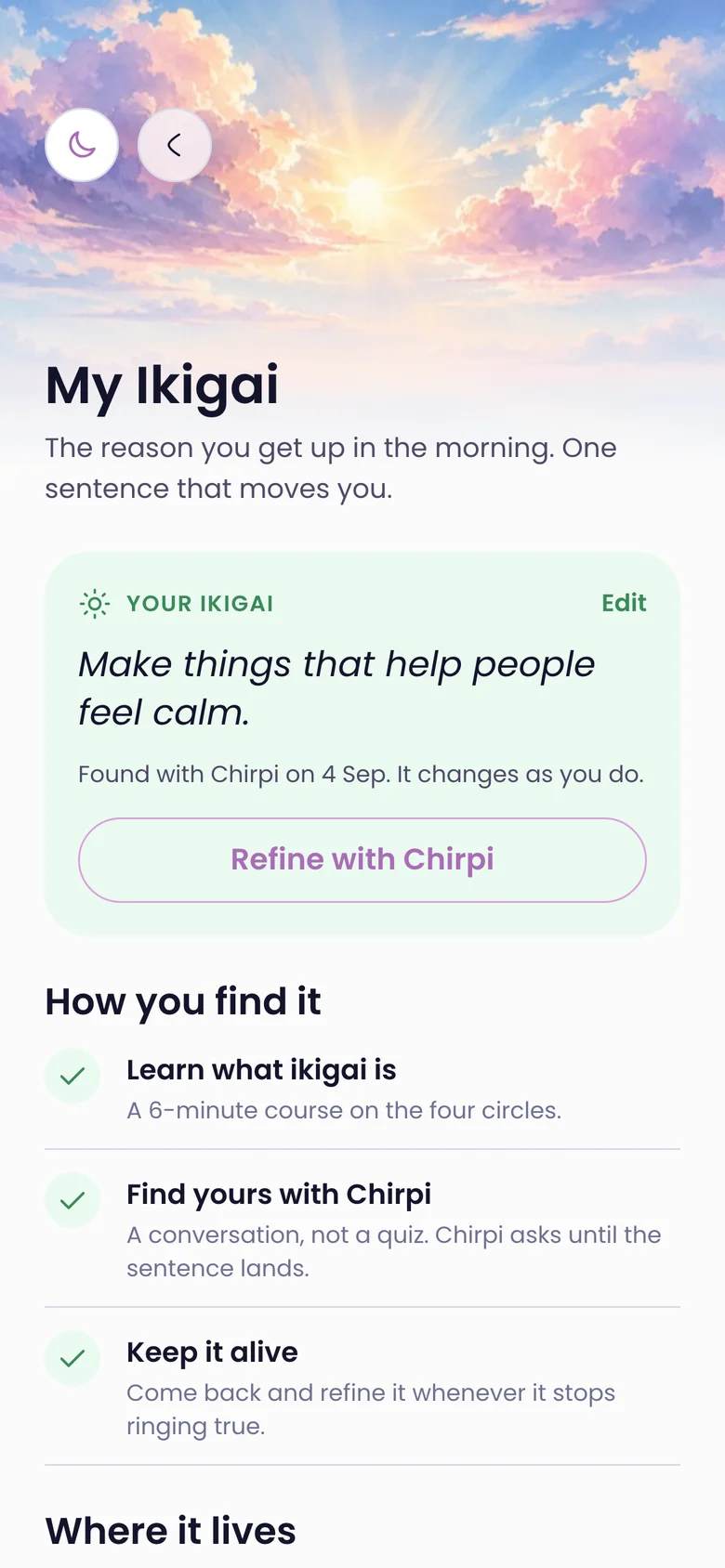 My ikigai: Make things that help people feel calm.