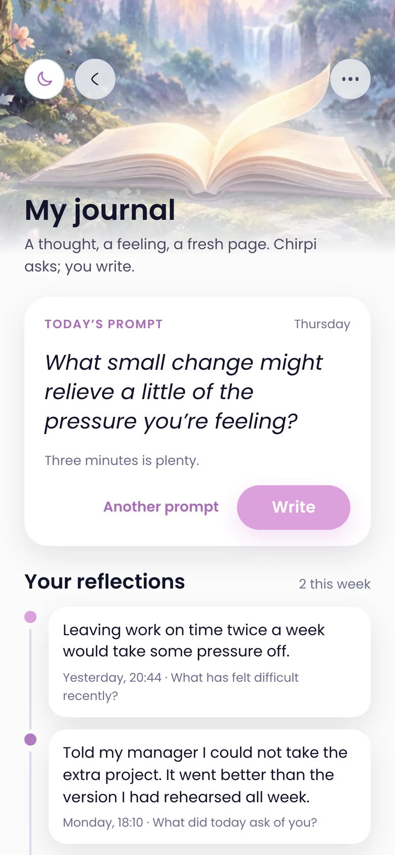 My journal: today's question and your reflections.