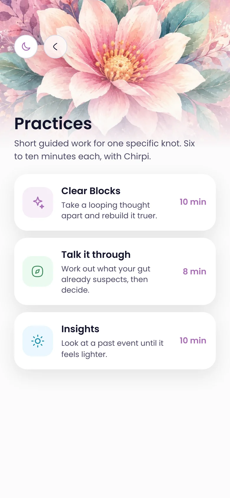 Practices: Clear Blocks, Talk it through and Insights.